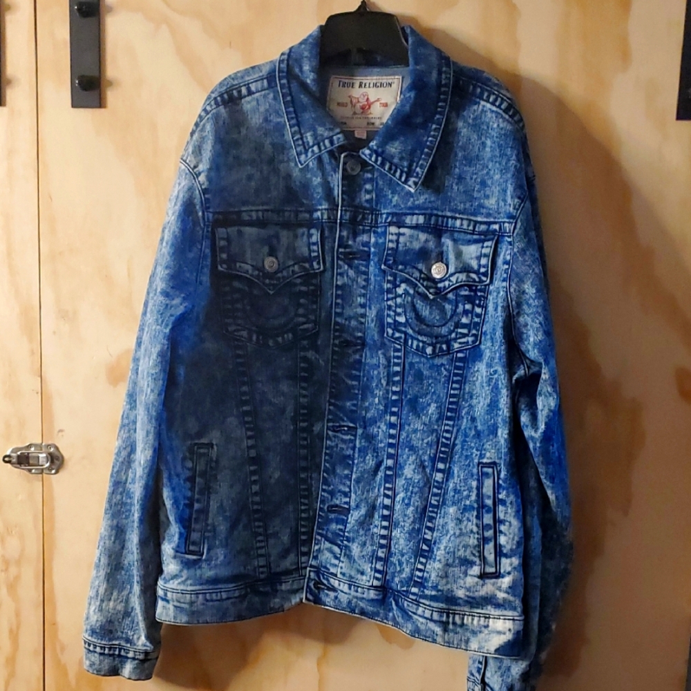 True Religion Distressed Blue Denim Jacket